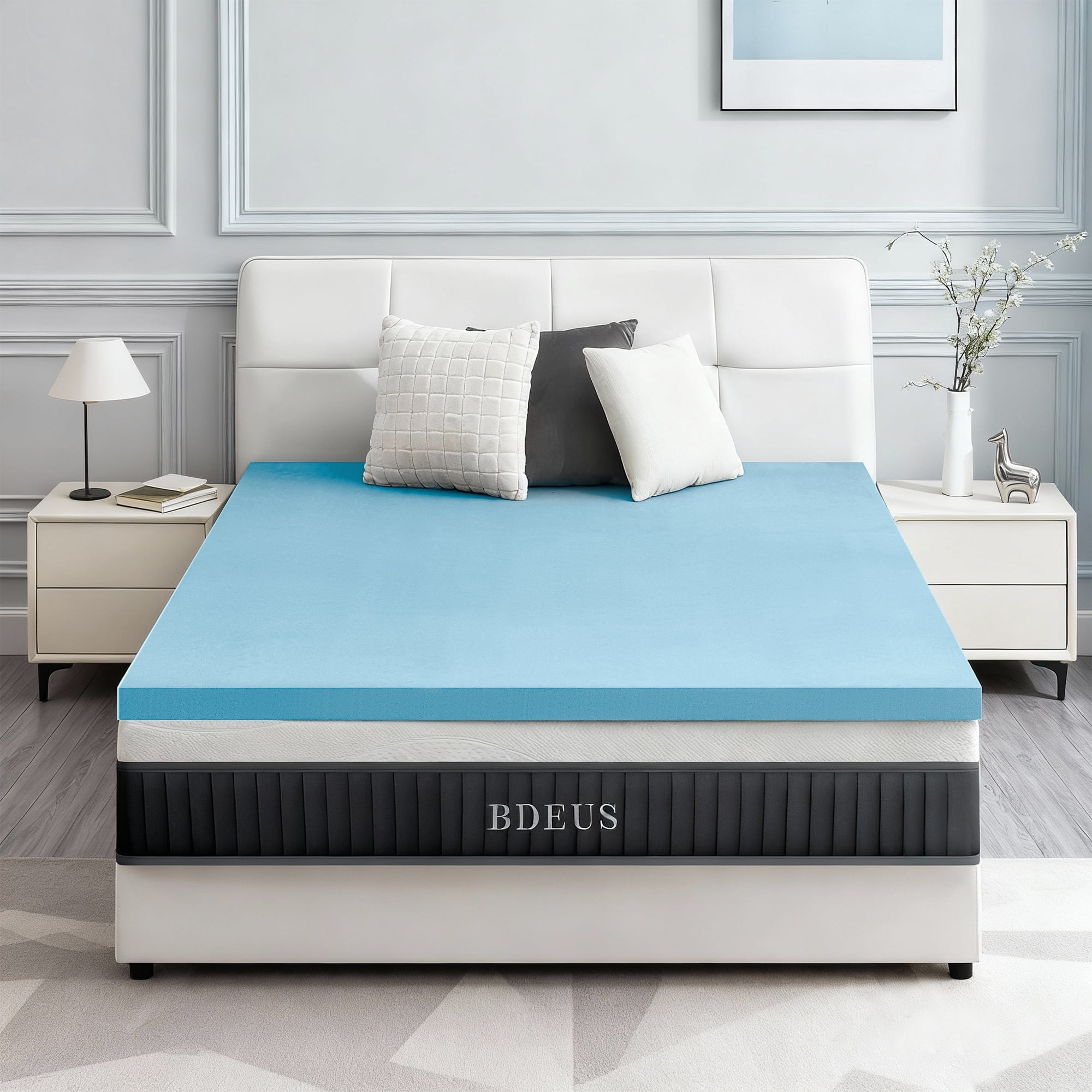 BDEUS 2 Inch Gel Memory Foam Mattress Topper, Comfort Body Support & Pressure Relief, CertiPUR-US Certified, Twin