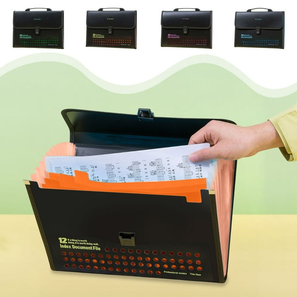 Carpeta de Archivo Tipo Acordeón Azul A4 con Múltiples Bolsillos, Ideal para Guardar Papel de Examen y Partituras | Plástico | 12 Compartimentos | 33 X 24 Cm | 1 Unidad | Bolsa de Almacenamiento de D
