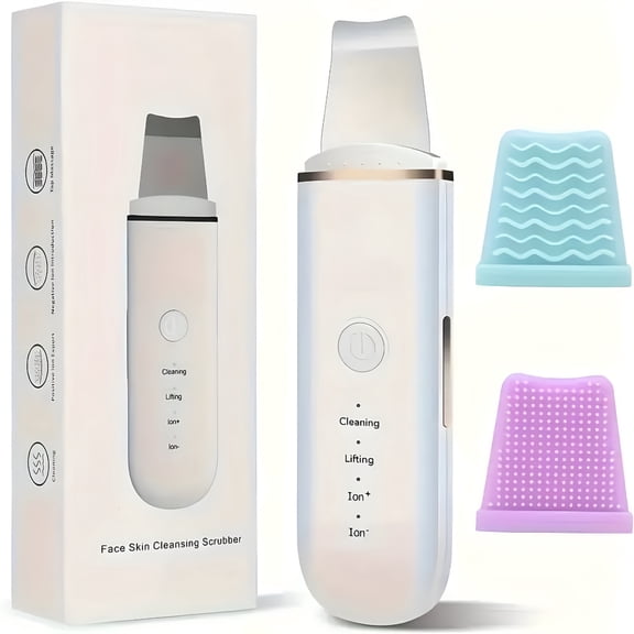 ACDANC Skin Scrubber Face Skin Spatula Facial Scrubber Spatula for Deep Cleansing Blackhead Remover Pore Cleaner with 4 Modes (White)