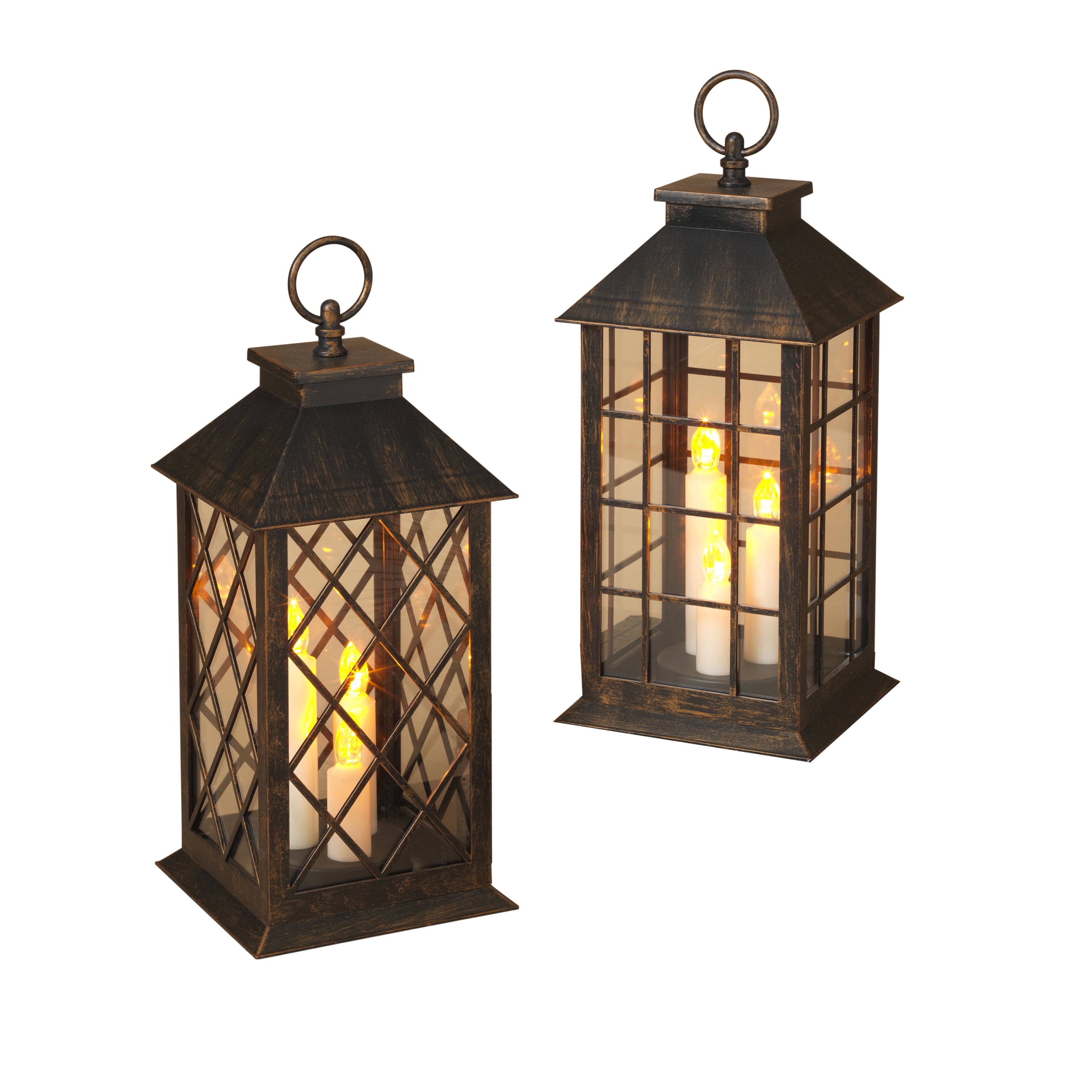 Classic Black Lantern with LED Candle (Set of 2)