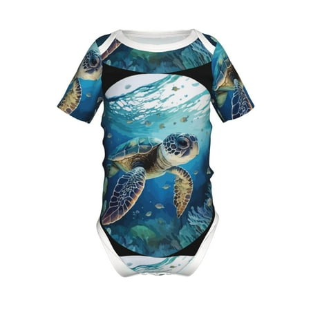 

Junzan Watercolor Turtle4 Print Short-Sleeve Baby Climbing Clothes Bodysuits for Infant One-Piece for Baby Boys & Girls Baby Clothes Baby Romper with Snap Closure-9M