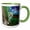 Green/White, variant on 3drose, Initial Letter P- Beautiful Peacock Feather Letters and Numbers, 11oz Mug