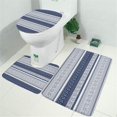 thumbnail image 2 of Blue and White Geometric Striped Pattern Bathroom Rugs Sets 3 Piece,Toilet Cover Set,Absorbent Non Slip Bathroom Mats Sets with U-Shaped Contour Rug Toilet Rug Set, 2 of 5