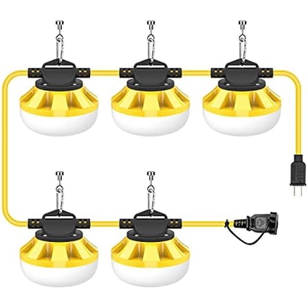 50FT LED Construction String Lights, 50W 5000LM, 5 Sockets, Linkable Temporary Work Light for Job Site Workshop$$Tools & Hardware Other