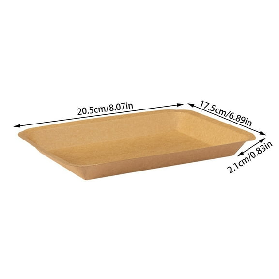 Rkxzt Paper Tray 50 Pack Disposable Kraft Paper Food Trays 20.5x17.5cm Biodegradable Snack Plates Oil Proof Dinnerware Kitchen Dining