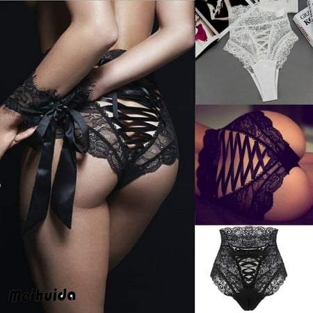 

Women´s Sexy High Waist Lace Up Lingerie Panties Hollow Out Buttock Underwear