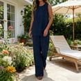 thumbnail image 2 of Miluxas Pants Sets Women 2 Piece Sets Sleeveless Round Neck Tank Tops Matching Wide Leg Pants Summer Casual Outfits Dark Blue, 2 of 9
