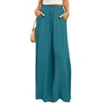 thumbnail image 2 of FJUCHAI Women's Solid Wide Leg Pants Summer Elastic Waistband Flowy Trousers High Waist Long Skirt Pants S-2XL, 2 of 8
