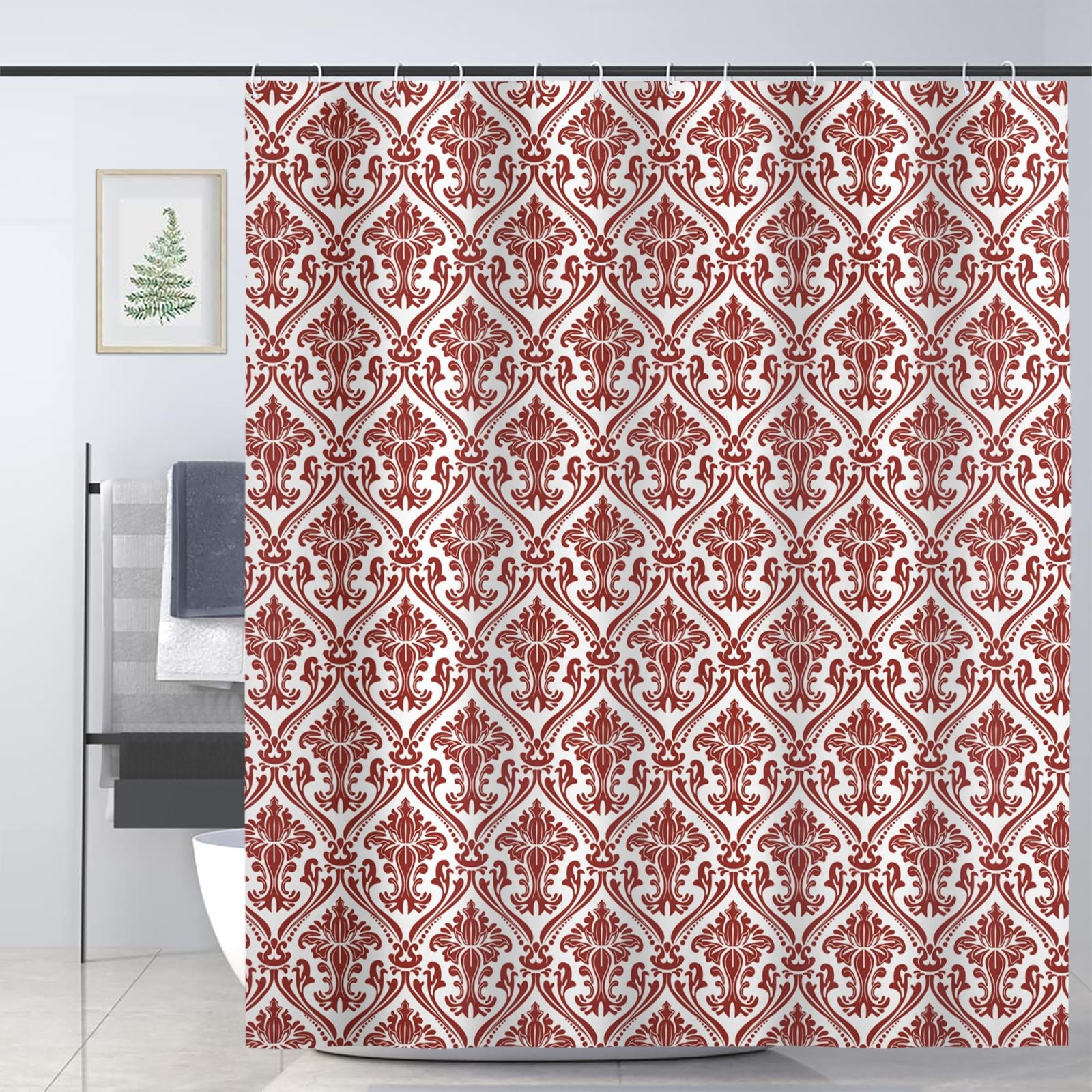 Sonernt Damask Decorative Victorian Vintage Style Shower Curtain for