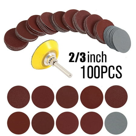 2 inch 100PCS Sanding Discs Pad Kit for Drill Grinder Rotary Tools with Backer Plate 1/4