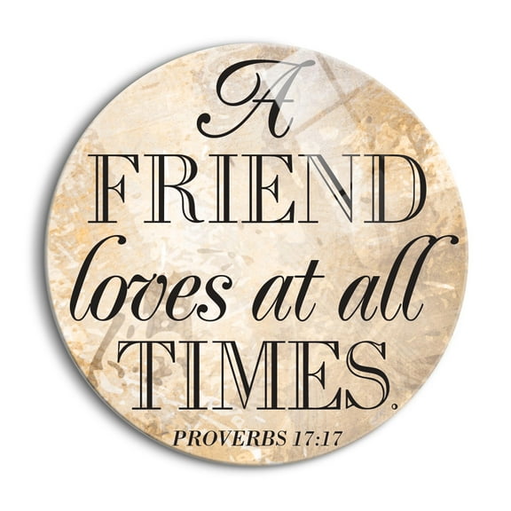 Friend Loves All Times Marbled Cream 24 inch Glass Round Wall Hanging Sign