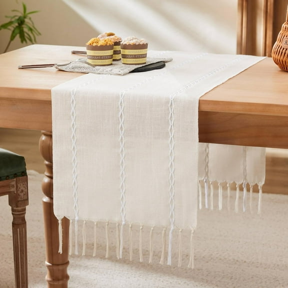 Boho Table Runner, Linen Table Runner, Farmhouse Table Runners for Dining Table Decor