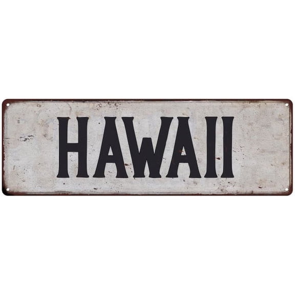 HAWAII Vintage Look Rustic Metal City State Sign 6 x 18 High Gloss Metal 206180041035