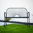 thumbnail image 3 of XBrand 44.5"L Iron Sun-Patterned Seat for Two Indoor/Outdoor Rocking Bench, Durable Patio Rocking Bench, Black, 3 of 6