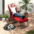 thumbnail image 2 of Outsunny Outdoor Lounge Chair w/ Cushion, Foldable Patio Chair, Wine Red, 2 of 10