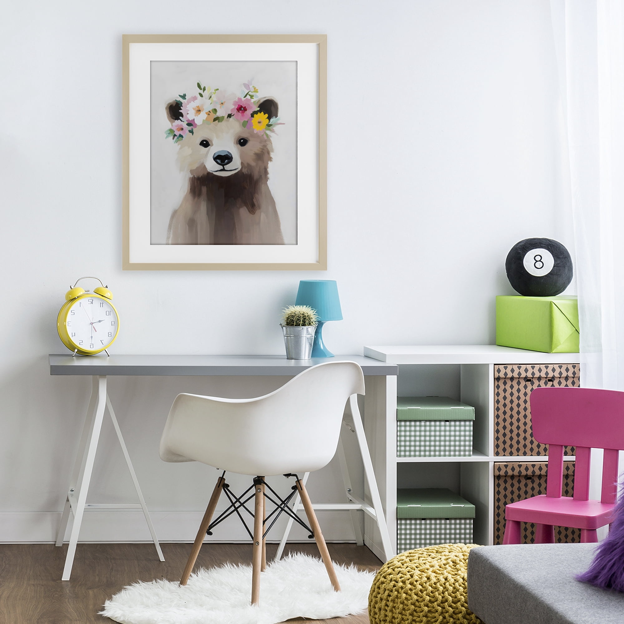 Stupell Industries Flower Crown Bear Birch Framed Print Under Glass, design by The Prints Vibe