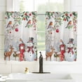thumbnail image 3 of Christmas Kitchen Curtain 2 Panels Tiers Curtains 45 Inch Length, Snowman Elk Snowflake Xmas Botanical Curtains Rod Pocket Curtains Window Drapes Treatment Window Cafe Curtains, 3 of 5