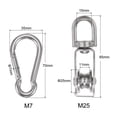 thumbnail image 2 of Set of 6 M25 Single Pulley Block with Spring Snap Hook, 304 Stainless Steel Pulley Wheel Loading 330lbs, 2 of 6