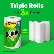 Bounty Paper Towels Full Sheet White, 2 Triple Rolls, 75 Sheets Per Roll