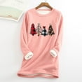 thumbnail image 2 of LYXSSBYX Womens Tops Long Sleeve Women Thick Fleece Sweatshirt Christmas Print Velvet Warm O-neck Underwear Top, 2 of 3