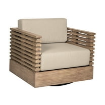 Vivid Swivel Outdoor Patio Chair in Light Eucalyptus Wood with Taupe Cushions