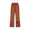 thumbnail image 4 of Lindreshi Linen Pants Women Plus Size Clearance Fashion Womens Casual Printing Elastic Loose Pants Straight Wide Leg Trousers With Pocket, 4 of 5