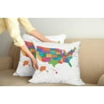 thumbnail image 3 of Ambesonne Colorful Throw Pillow Cover 2 Pack, USA Map with States, 18", Multicolor, 3 of 6