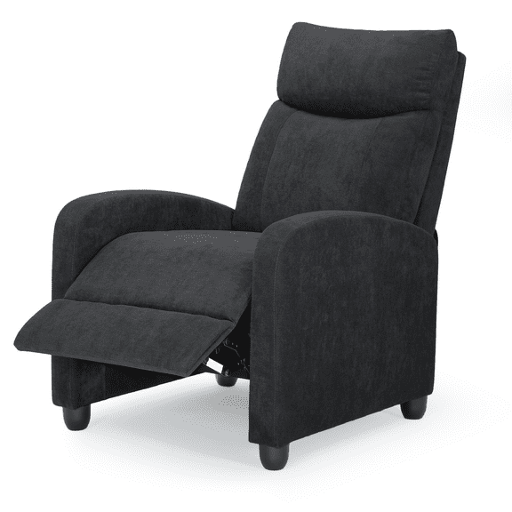 MoNiBloom Adjustable Single Recliner Chair for Adult, Modern Breathable Cotton-linen Fabric Reclining Chair for Living Room, Black