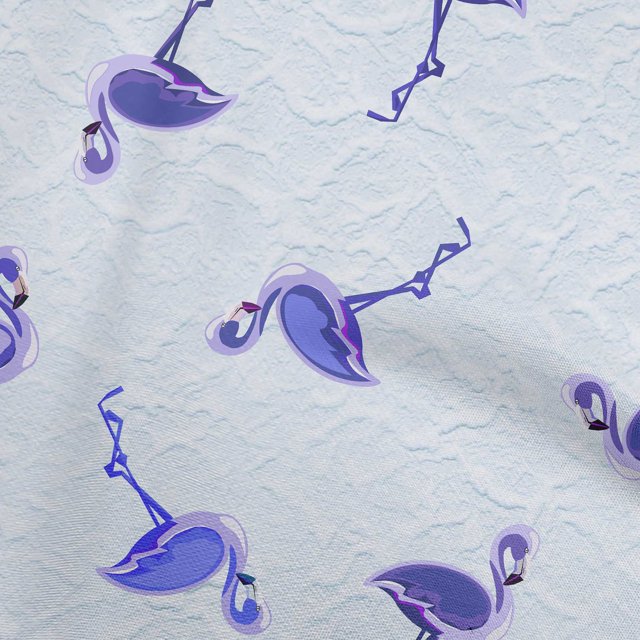 oneOone Polyester Spandex Medium Blue Fabric Tropical Bird-Flamingo With Texture Fabric For Sewing Printed Craft Fabric By The Yard 56 Inch Wide