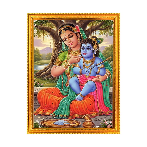 Bal Krishna,Maiya Yashodha-Religious God Photo Frame for Home & Pooja Room Decor