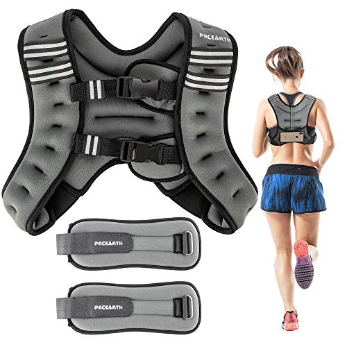 Weighted Vest With Ankle//Wrist Weights 6//12//16lbs Adjustable Body Weight Vest