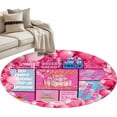 thumbnail image 2 of Happy Birthday Round Area Rug 4ft, Pink Balloons Bows Polka Dot Cakes Washable Non-Slip Circle Rugs for Bedroom Living Room Kitchen, Soft Non Shedding Circle Carpet for Dining Room Dorm, 2 of 9