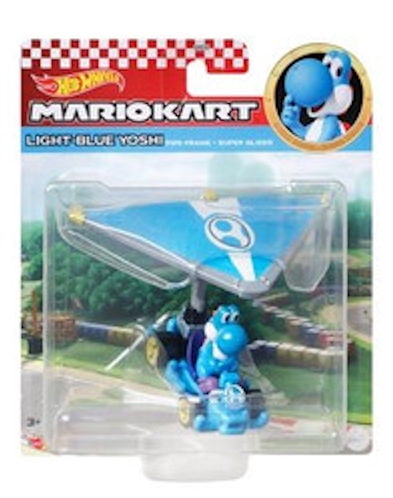 Hot Wheels Mario Kart Character Gliders Set, Bowser, Light-Blue Yoshi, Mario, Toad, 4 Pack GVD30-956M