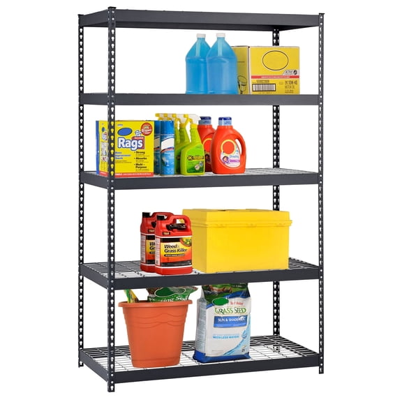 Open Box Muscle Rack 48"W x 24"D x 72"H 5-Shelf Steel Freestanding Shelving Unit; 1,000 lbs. Capacity per Shelf; Black