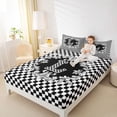 thumbnail image 4 of Homewish Plaid Letter L Full Size Sheets for Teens, Black White Monogrammed Bed Sheets, Vintage Mandala Damask Sheet Sets, Breathable Home Decor, 4pcs, 4 of 7