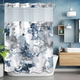 thumbnail image 6 of No Hook Blue Grey Shower Curtain with Snap in Liner Set, Modern Watercolor Ink Painting Art Abstract Waterproof Fabric Bathroom Curtains with See Through Top Window, Hotel Style Modern 60 x 72 Inch, 6 of 9