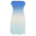 thumbnail image 4 of TQWQT Summer Dresses for Women Strapless Sundresses Casual Smocked Tube Tops Dress Gradient Print Bathing Suit Cover Up Blue S, 4 of 4