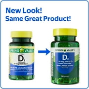 Spring Valley Vitamin D3 Softgels,10 mcg (400 IU), 200 Count, Supplement for Bone and Immune Health