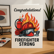 Congratulations Firefighter Card – “Firefighter Strong” Design – Perfect for New Graduates, Promotions, or Appreciation – Blank Inside with Envelope Included