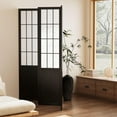 thumbnail image 2 of 5.6FT Room Divider and Folding Portable Partition Screen, Chinese Japanese Shoji Style for Room Separation - 4 Panel (Black), 2 of 18