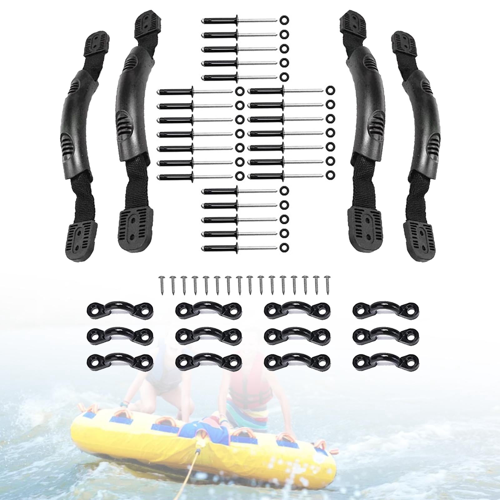 funtasica Kayak Handles Canoe Handle Supplies DIY with Screws Pad Eye Portable Kayaking Accessories Replacement Carry Handles for Canoe Black