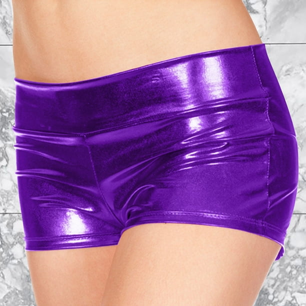 MKLEKYY Pantalones Cortos de Mezclilla para Mujer, Pantalones Cortos Metálicos para Baile, Pantalones Cortos de Imitación Ligeros para Mujer, Ropa Interior Corta
