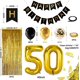 thumbnail image 3 of Decoración para fiesta de cumpleaños número 40 en dorado y negro, pancarta de feliz cumpleaños, globo de helio con número 40 XXL, 2 cortinas con flecos dorados, látex, 3 of 5