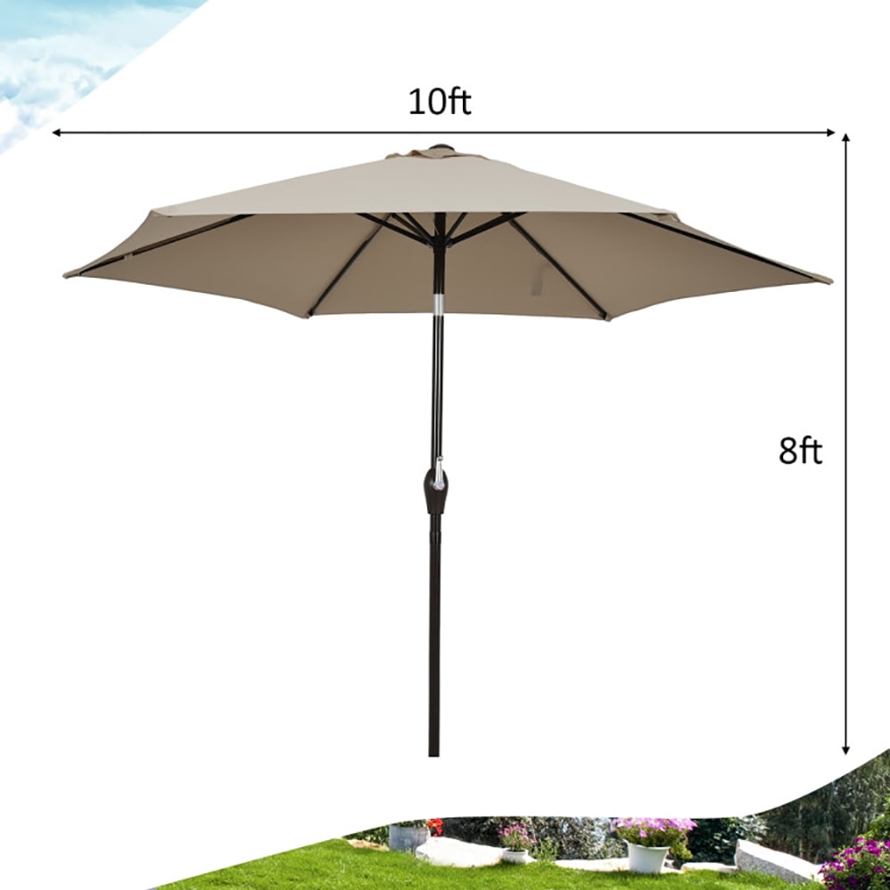 Aimee Lii 10 Feet Outdoor Patio Umbrella with Tilt Adjustment and Crank, Sunbrella Patio Umbrellas, Tan