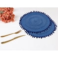 thumbnail image 5 of REGALWOVEN Placemats Set of 6 Polyester Placemats for Kitchen Dining Table Decor Heat Resistant Table Placemats Wipeable Table Mat Blue 15*15in, 5 of 6