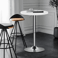 thumbnail image 2 of Magshion 23.6" Modern Round Height-Adjustable Bar Table, Bistro Pub Table with Metal Base, White, 2 of 8