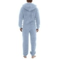 thumbnail image 6 of KKBOTIVE Winter Fuzzy Onesies Pajamas for Men Hoodie Zipper Jumpsuits Loungewear Long Sleeve Warm Romper Adult Fall Winter Loungewear Light Blue Size: XL, 6 of 6