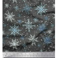 thumbnail image 1 of Soimoi Gray Cotton Jersey Fabric Snow Flakes & Star Print Fabric by the Yard 58 Inch Wide, 1 of 3