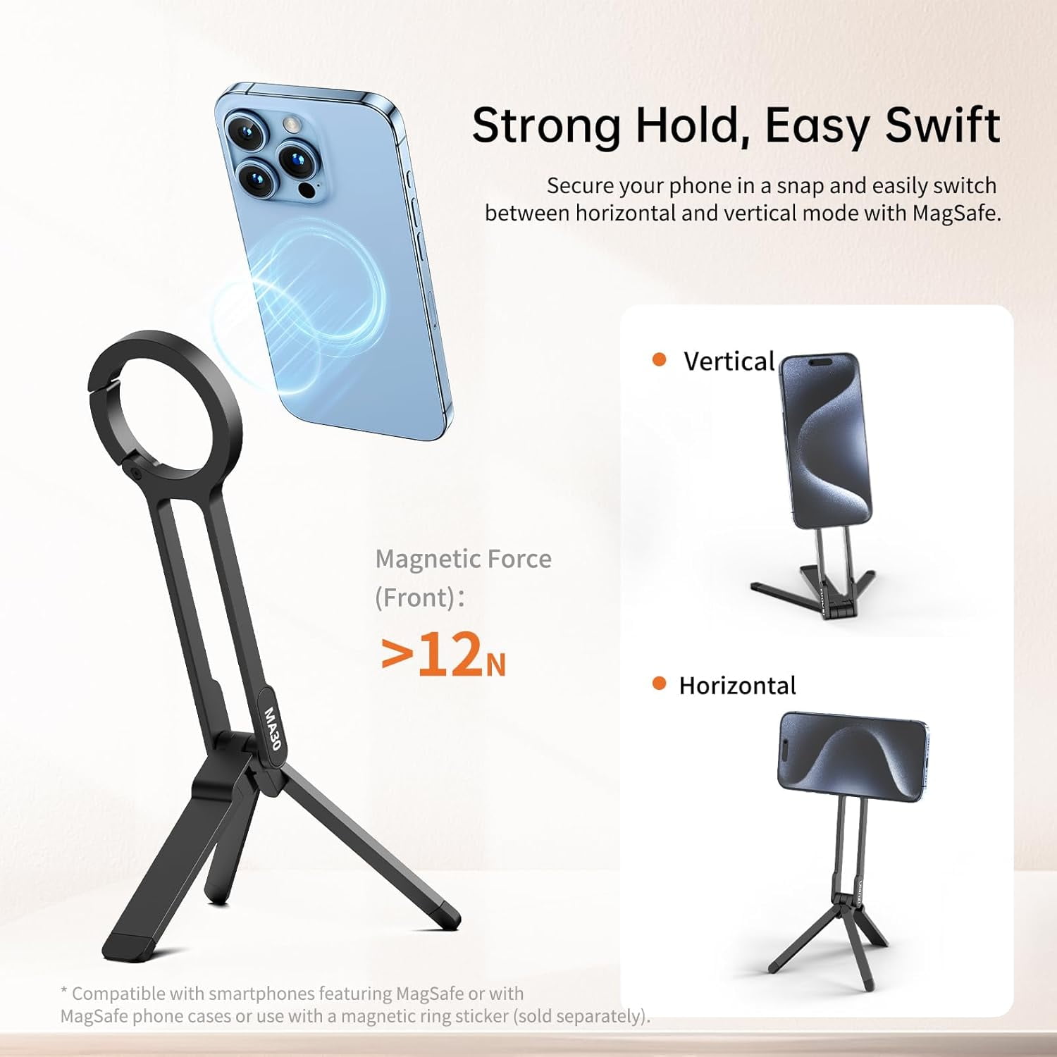 ULANZI MA30 Magnetic Phone Tripod Aluminium Foldable Pocket Stand for iPhone