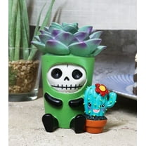 Ebros Furry Bones Echy The Succulent Plant Pot With Cactus Skeleton Figurine